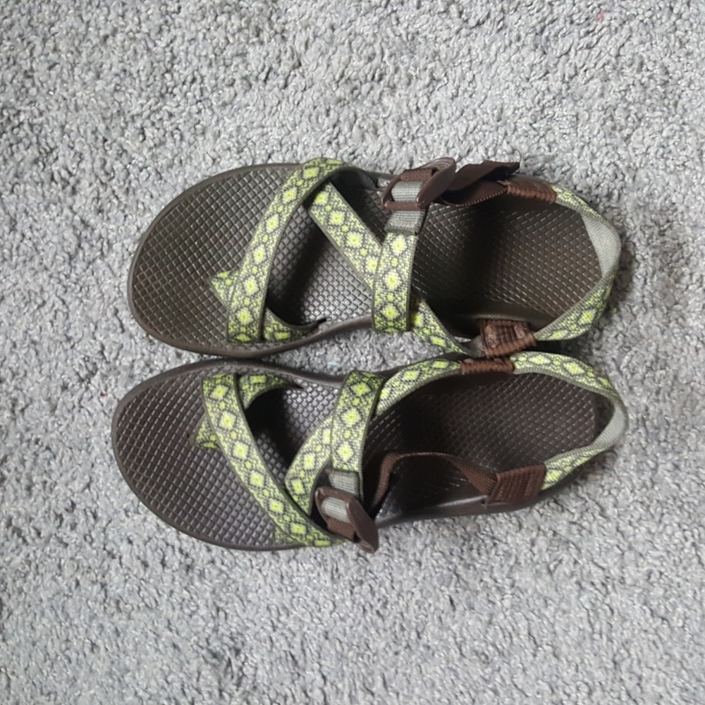 Green and Brown Chacos